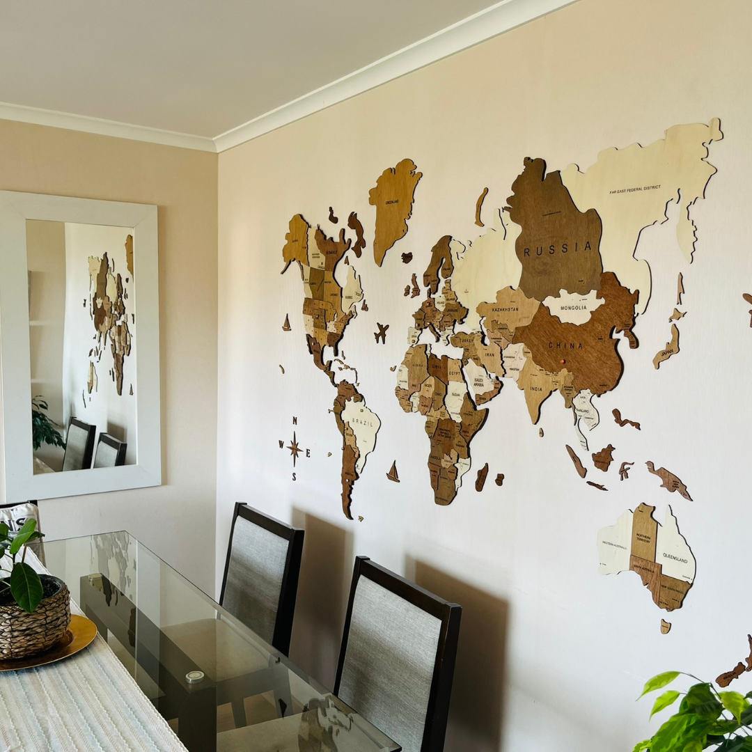 Mapa Mundi de Madera - 3D- Terra